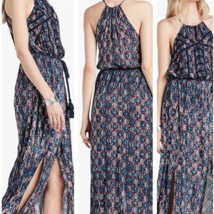 Lucky Brand Blue Graphic Boho Hippy Maxi Dress - S